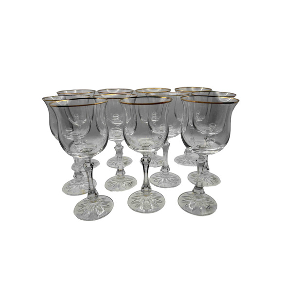 Towle Ardmore Pattern Crystal Wine Glasses Set of 10 - Picture 1 of 5